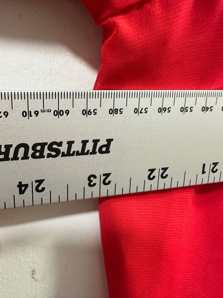 Antilia Femme Blouse Women Plus Size 1X Red Deep V Tie-Neck 3/4 Sleeve Sheer Top - Picture 9 of 11